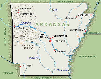 Landkarte von Arkansas, USA