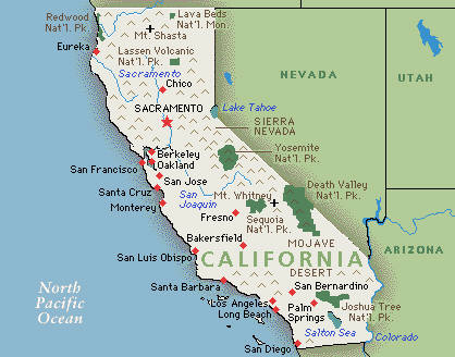 Landkarte von California, USA