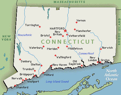 Landkarte von Connecticut, USA