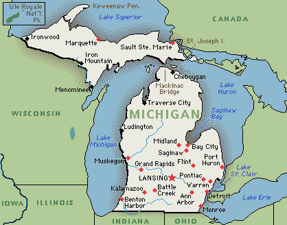Landkarte von Michigan, USA