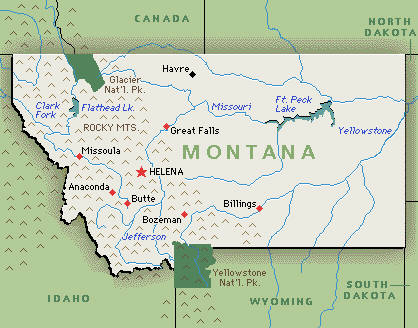 Landkarte von Montana, USA