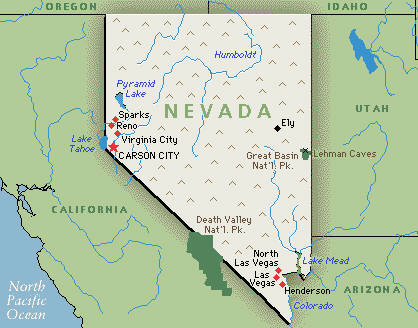 Landkarte von Nevada, USA