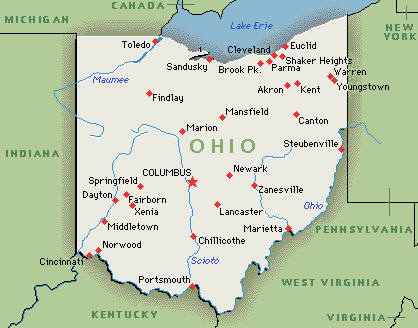 Landkarte von Ohio, USA