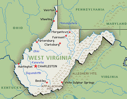 Landkarte von West Virginia, USA