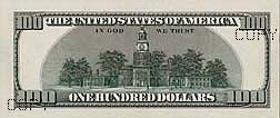 USA Banknoten: $100 Rückseite